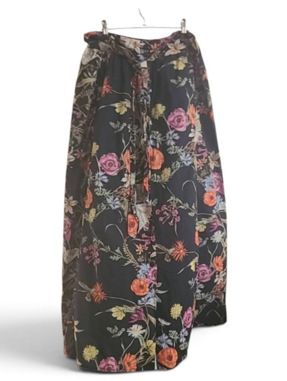 Lulumari Floral Maxi Skirt Vibrant Botanical Cottagecore Boho W/ Pocket Size Sm
